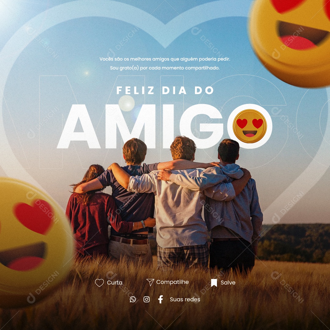 Sou Grato Por Cada Momento Compartilhado Dia Do Amigo Social Media PSD Editável