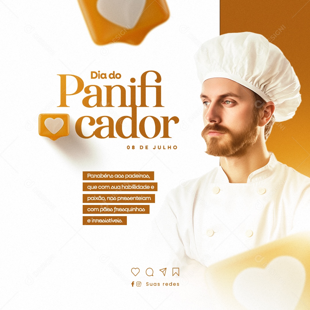 Parabéns Aos Padeiros 08 De Julho Dia Do Panificador Social Media PSD Editável