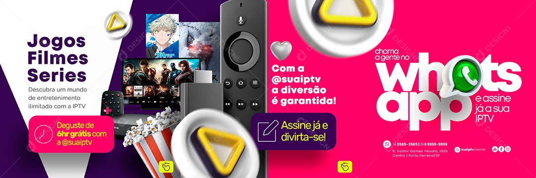 Jogos Filmes Series Com A IPTV Carrossel Social Media PSD Editável
