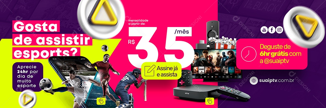 Gostar De Assistir Esports IPTV Carrossel Social Media PSD Editável