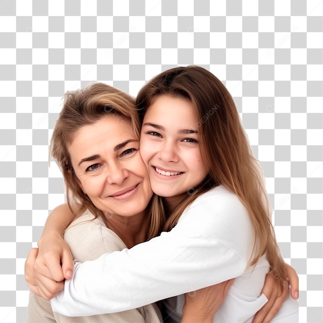 Imagem 3D Mãe com Filha IA PNG Transparente
