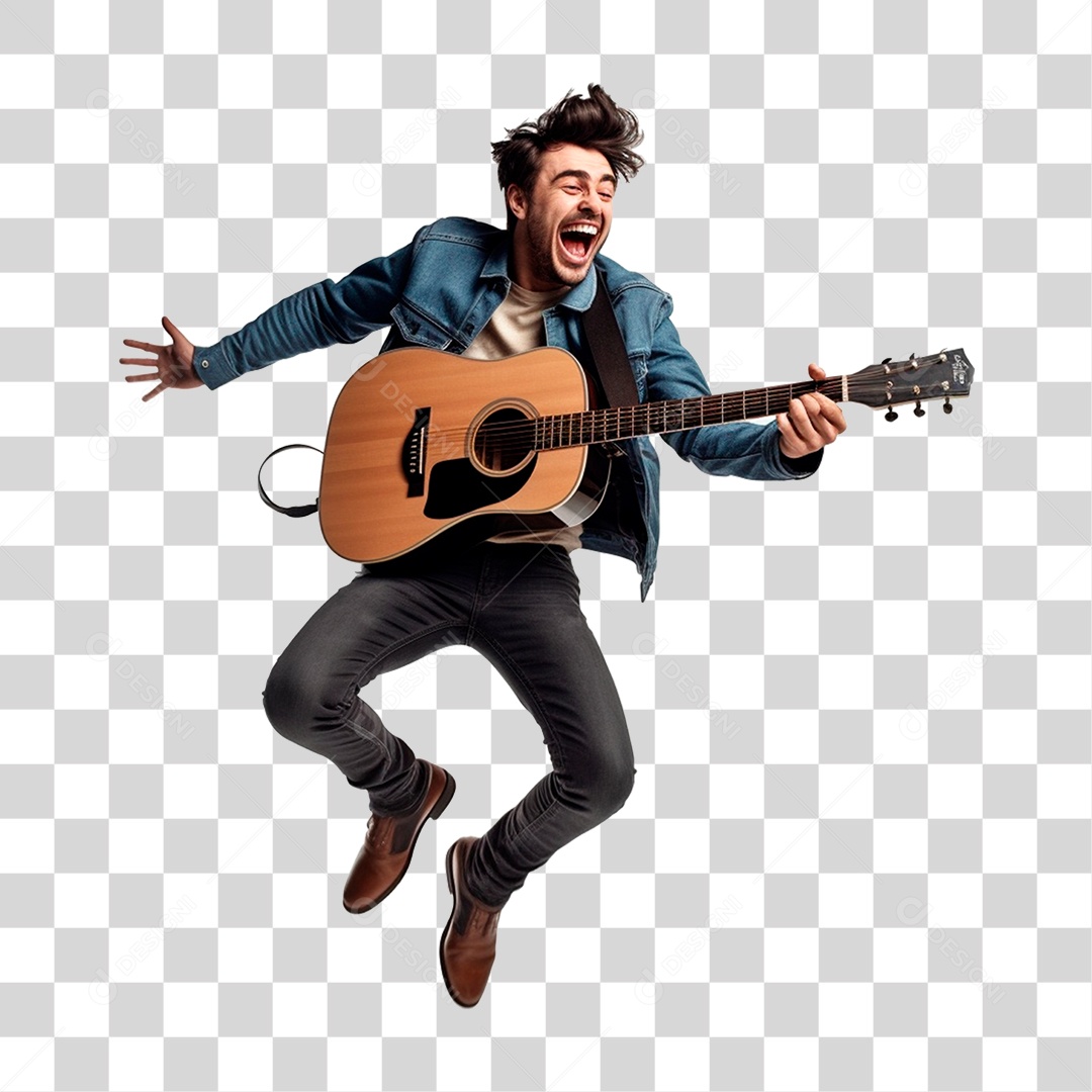 Jovem Cantando PNG Transparente