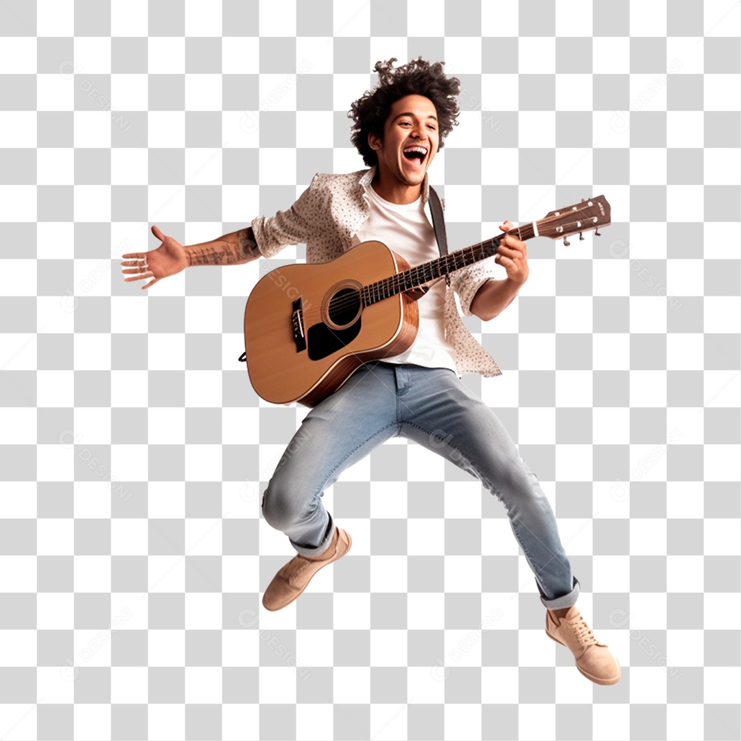 Jovem Cantando PNG Transparente