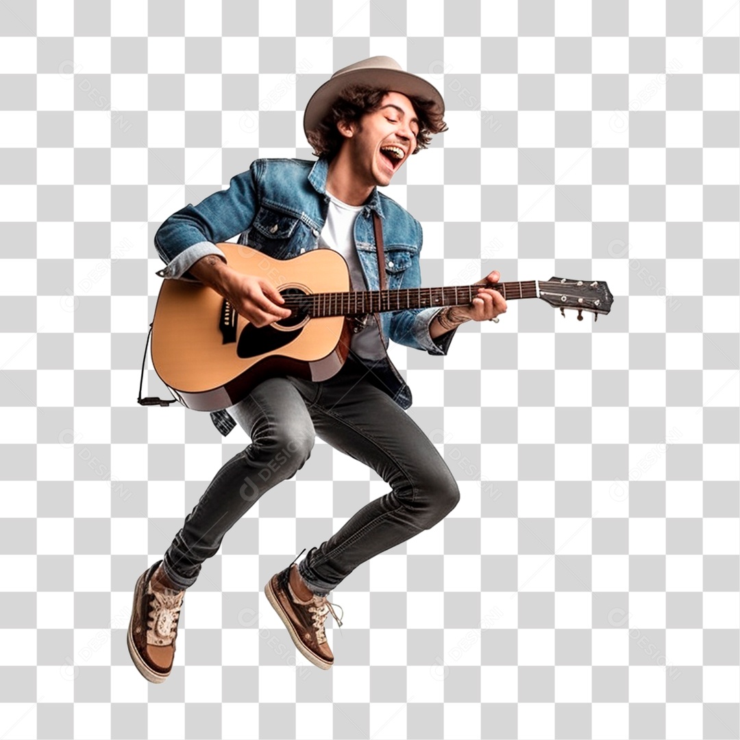 Jovem Cantando PNG Transparente