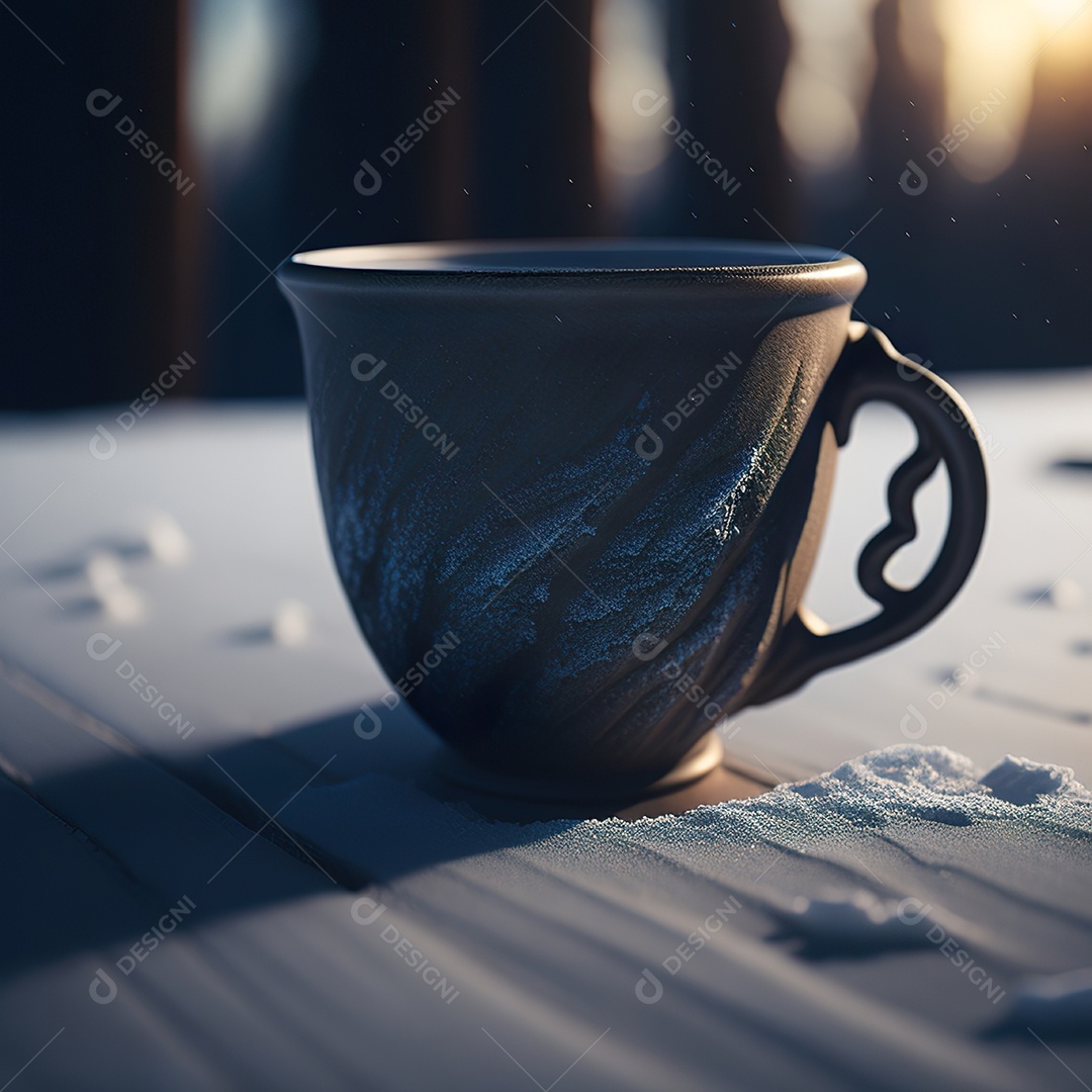 Xícara de café na montanha