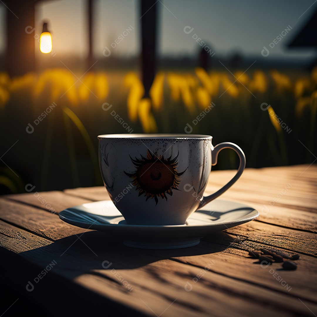 Xícara de café na montanha