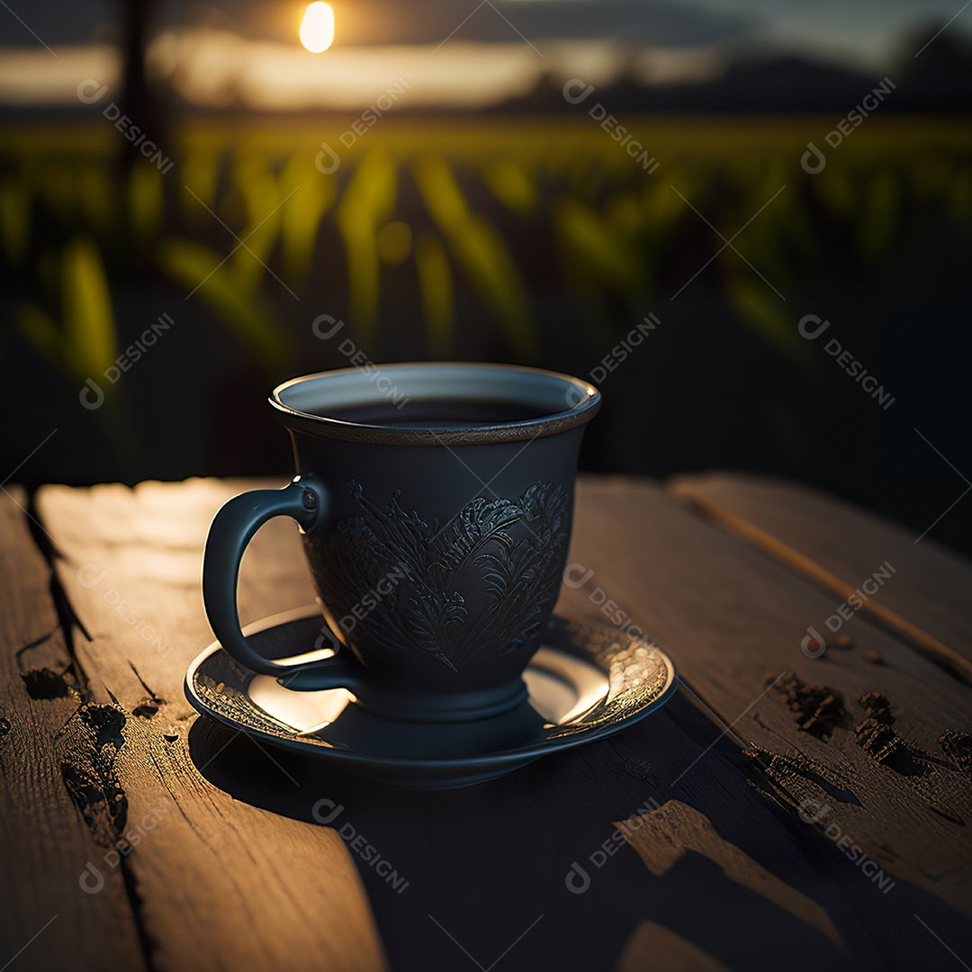 Xícara de café na montanha