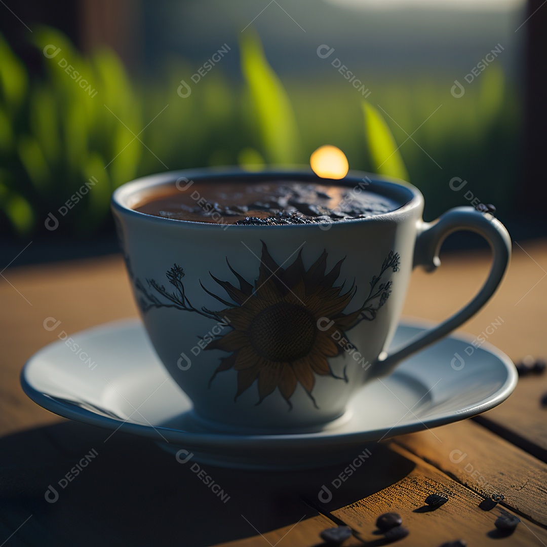 Xícara de café na montanha