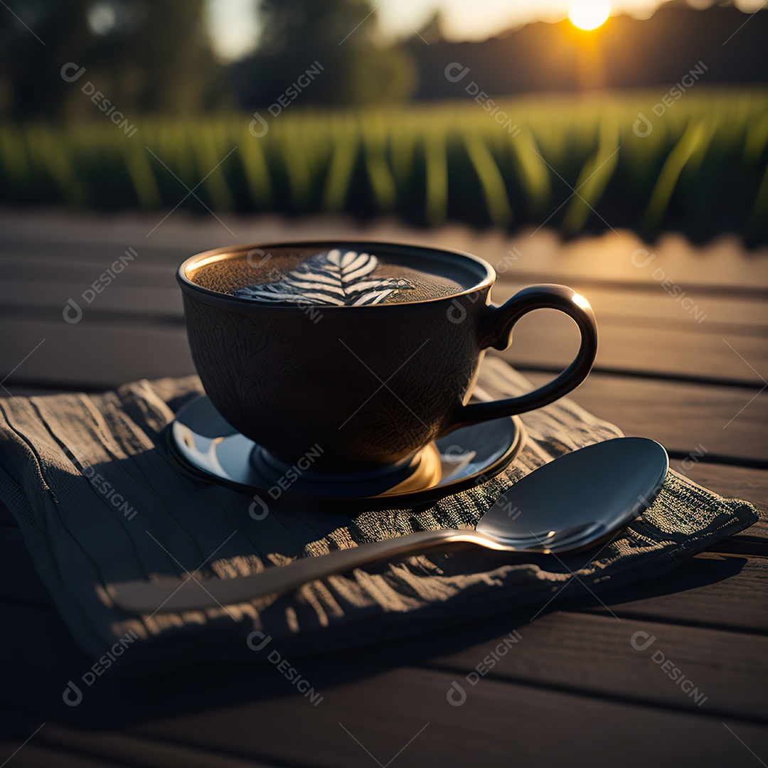 Xícara de café na montanha