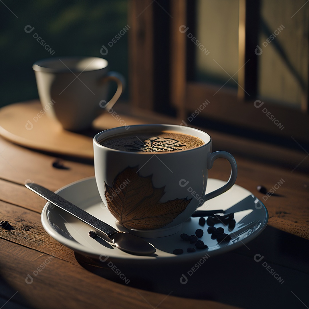 Xícara de café na montanha