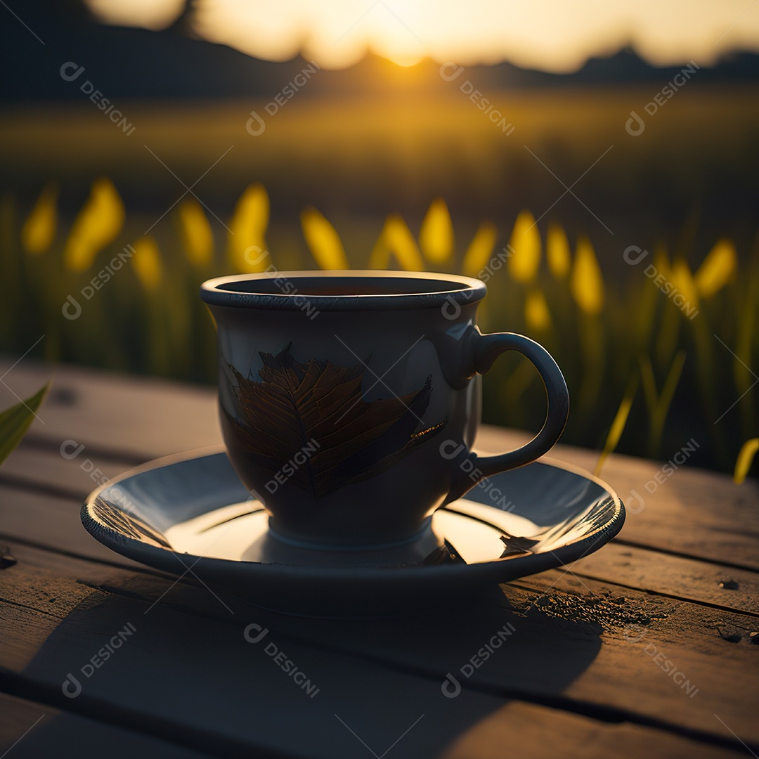 Xícara de café na montanha