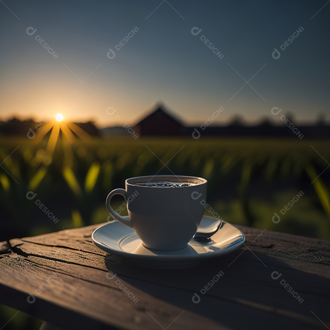 Xícara de café na montanha