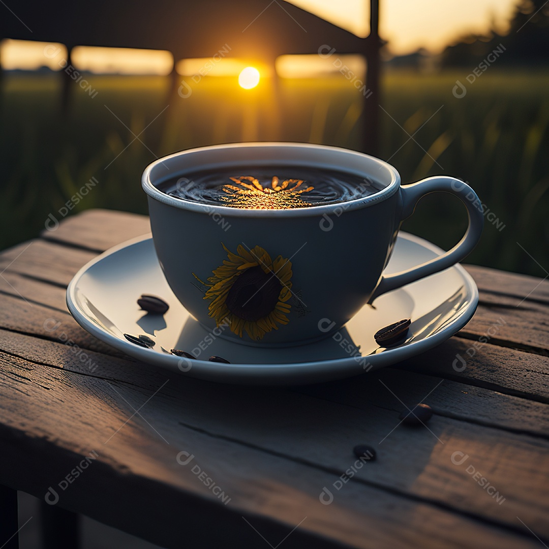 Xícara de café na montanha