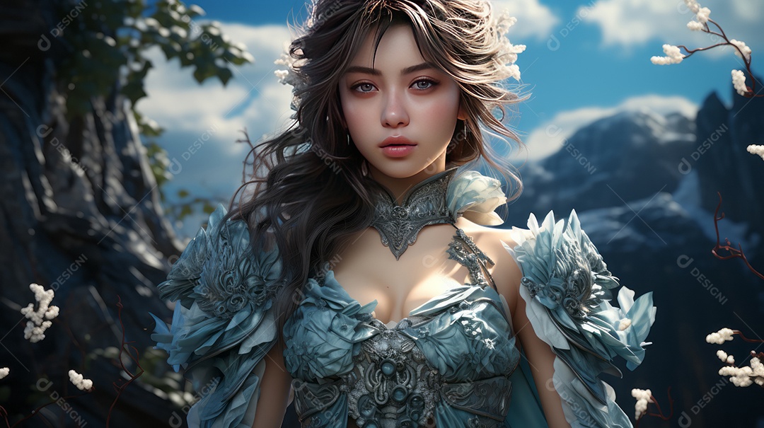 Imagem realista de personagem feminino de anime.