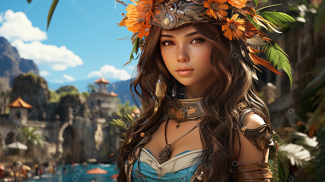 Imagem realista de personagem feminino de anime.