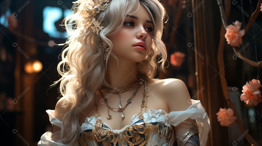 Imagem realista de personagem feminino de anime.