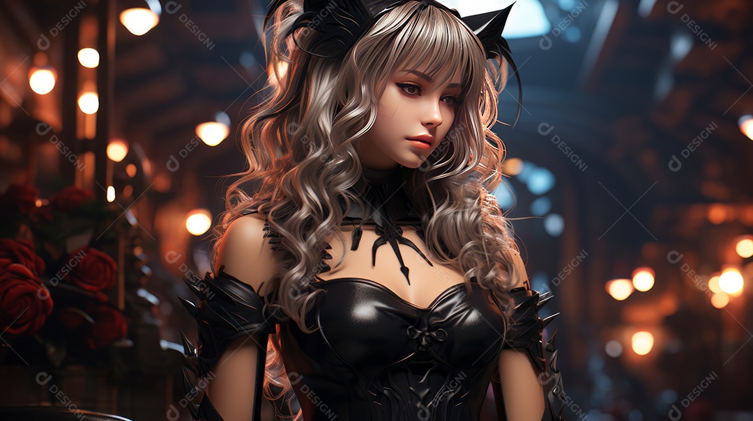 Imagem realista de personagem feminino de anime.