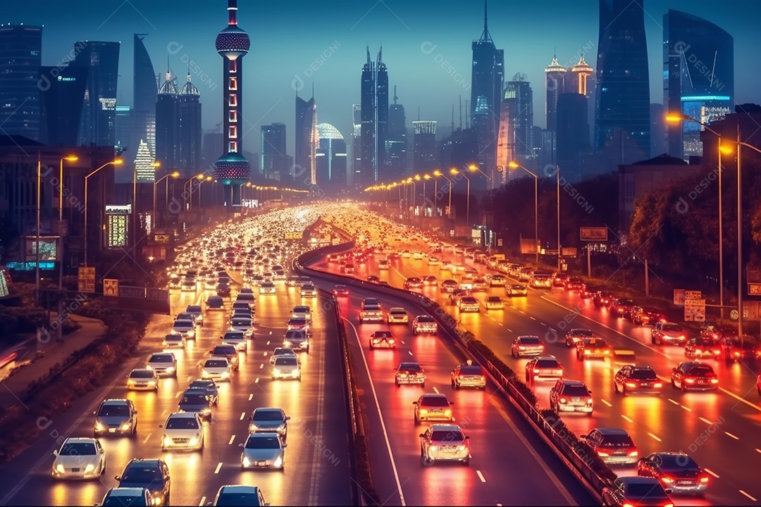 Detalhes avenida movimentada colorida