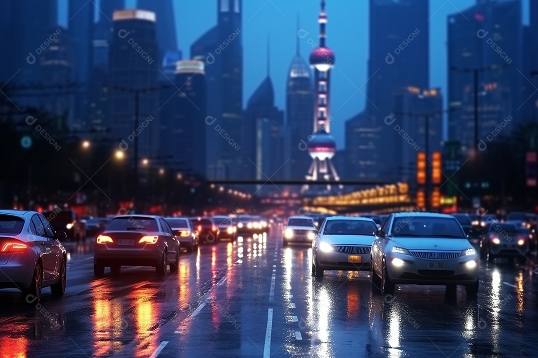 Detalhes avenida movimentada colorida