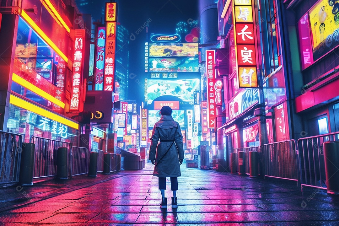 Pedestre andando sobre rua em Tóquio