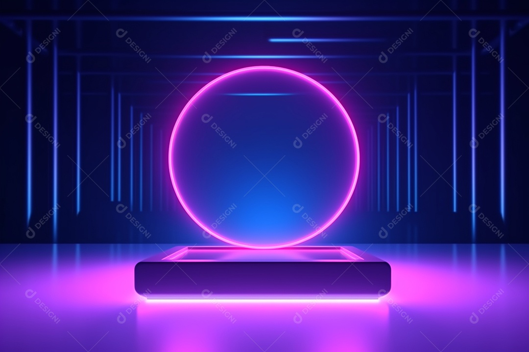 Cenário com fundo colorido neon