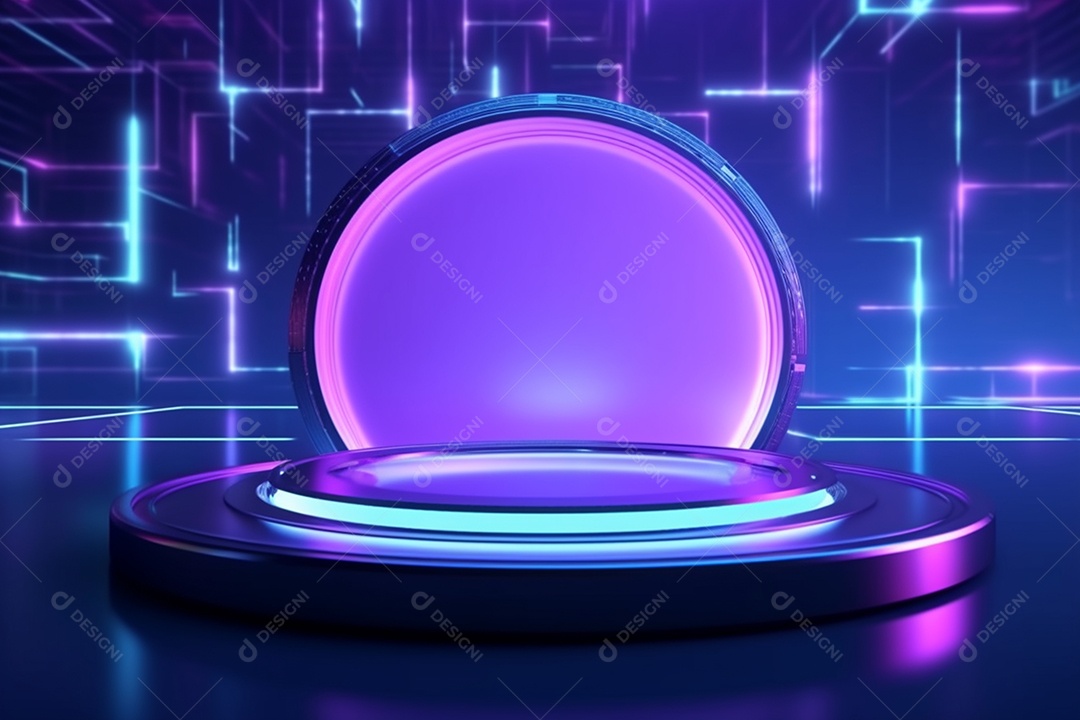 Cenário com fundo colorido neon