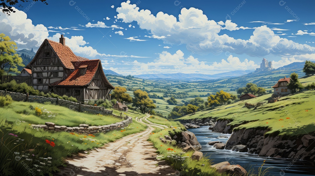 Vida rústica e rural IA generativa.