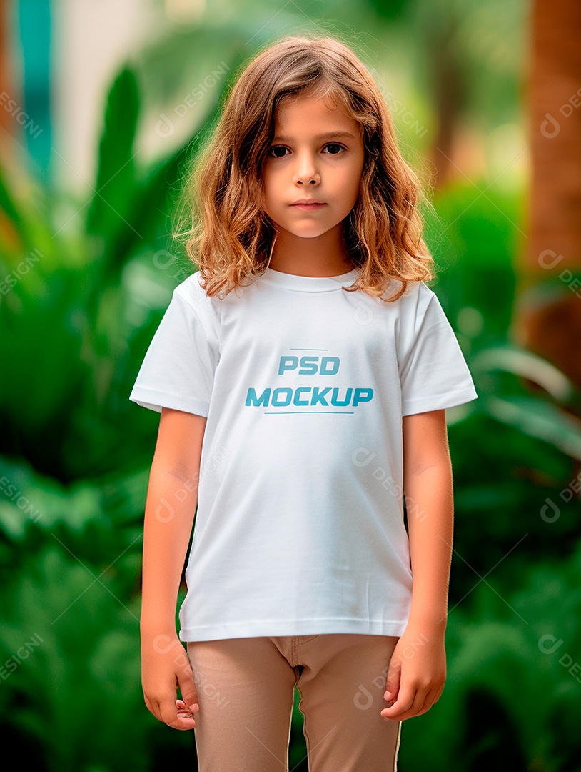 Mockup Camiseta Branca Infantil PSD Editável
