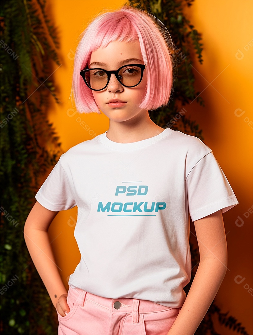 Mockup Camiseta Branca Infantil PSD Editável