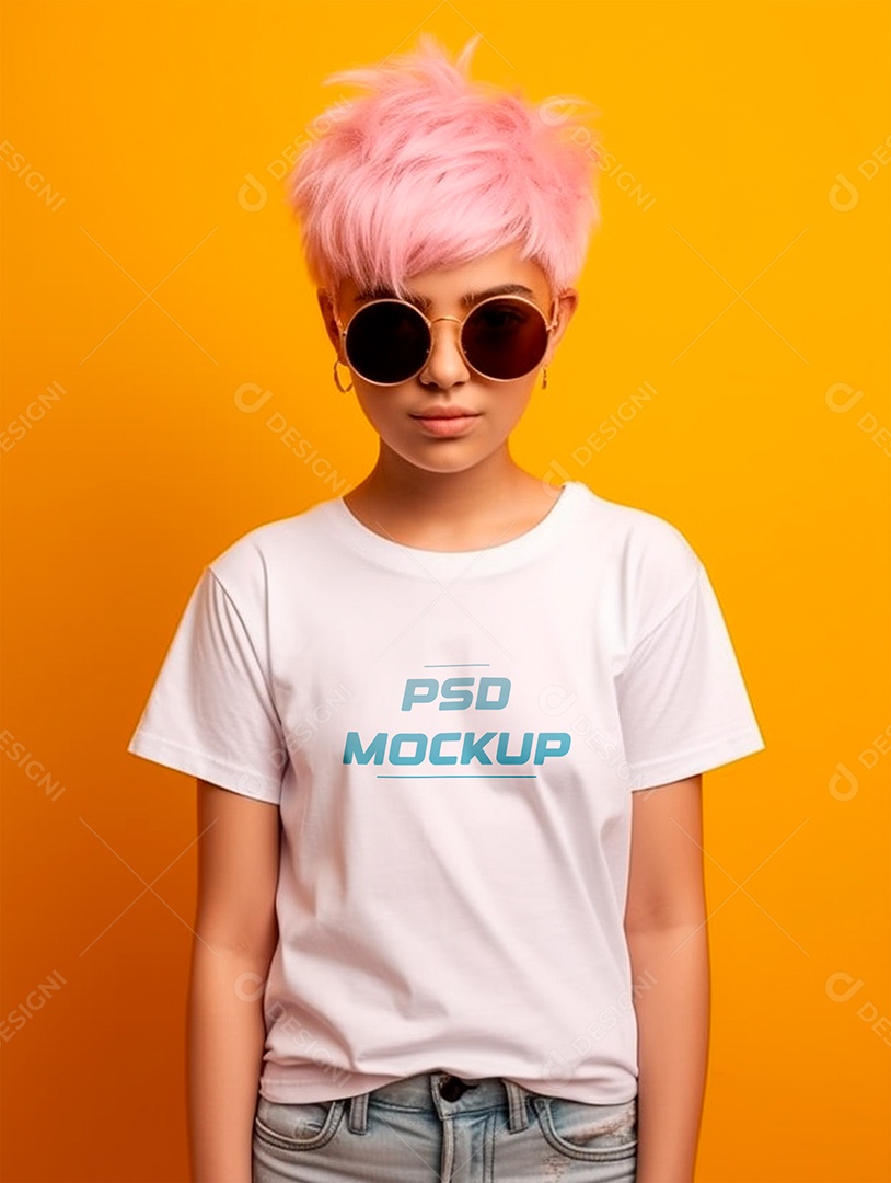 Mockup Camiseta Branca Infantil PSD Editável