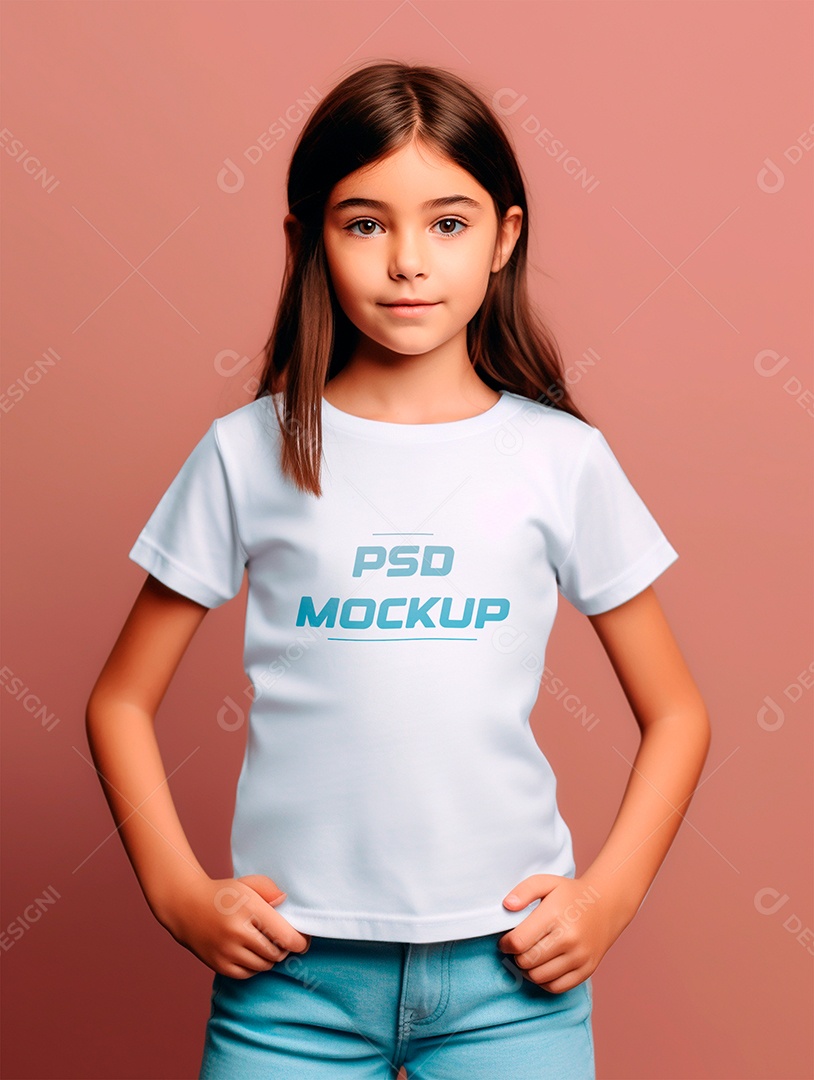 Mockup Camiseta Branca Infantil PSD Editável