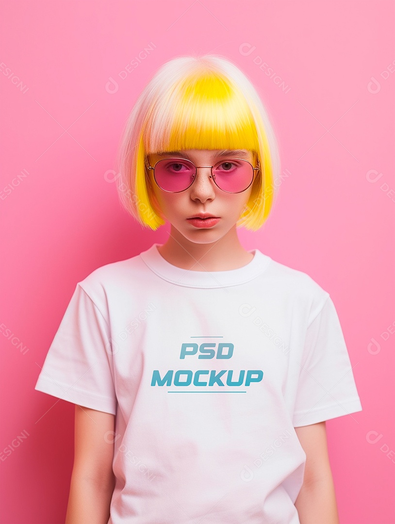 Mockup Camiseta Branca Infantil PSD Editável