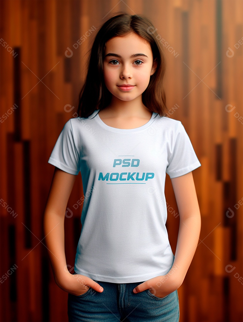 Mockup Camiseta Branca Infantil PSD Editável