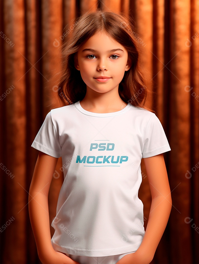 Mockup Camiseta Branca Infantil PSD Editável