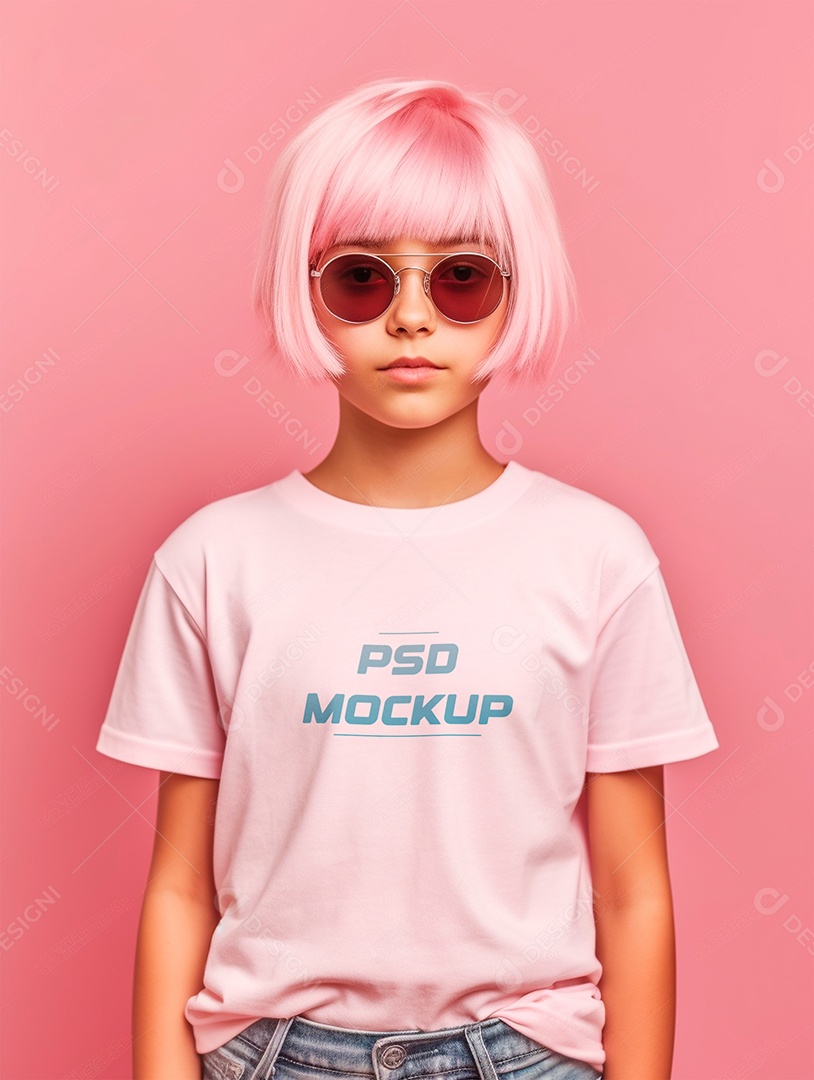 Mockup Camiseta Branca Infantil PSD Editável