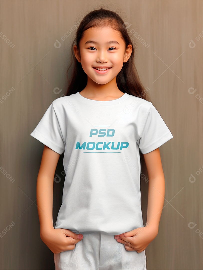 Mockup Camiseta Branca Infantil PSD Editável