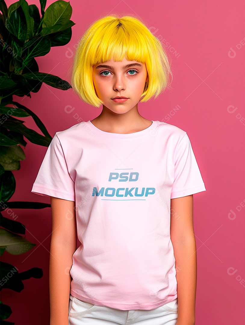Mockup Camiseta Branca Infantil PSD Editável