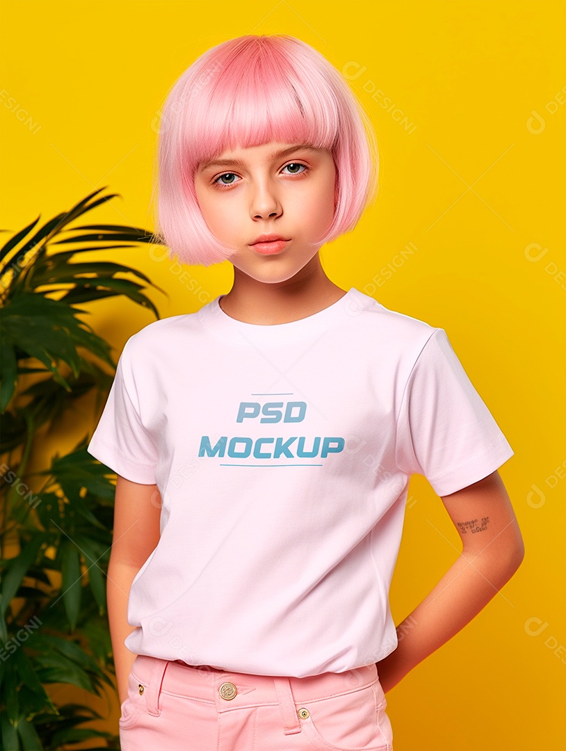 Mockup Camiseta Branca Infantil PSD Editável