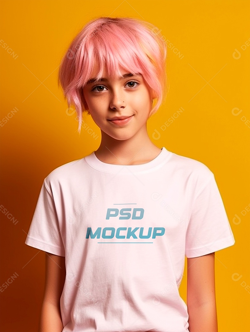 Mockup Camiseta Branca Infantil PSD Editável