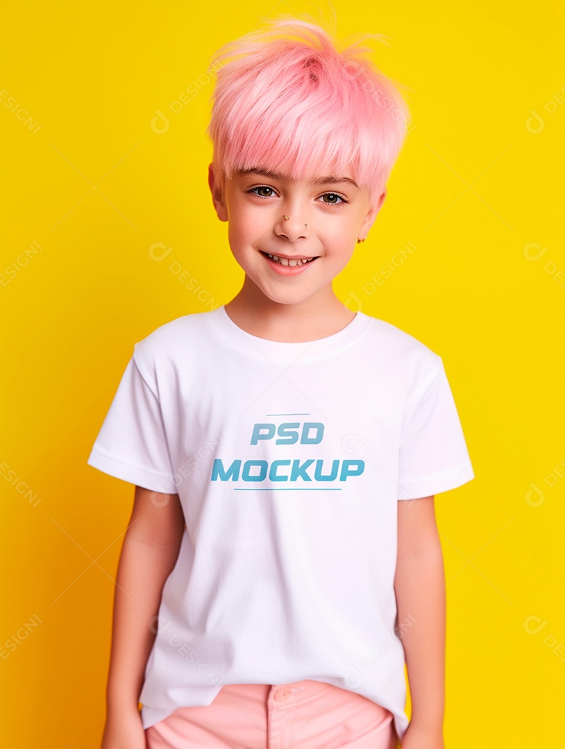 Mockup Camiseta Branca Infantil PSD Editável