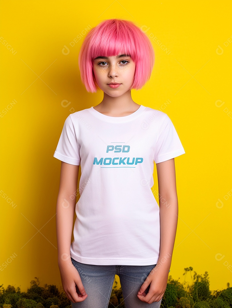 Mockup Camiseta Branca Infantil PSD Editável