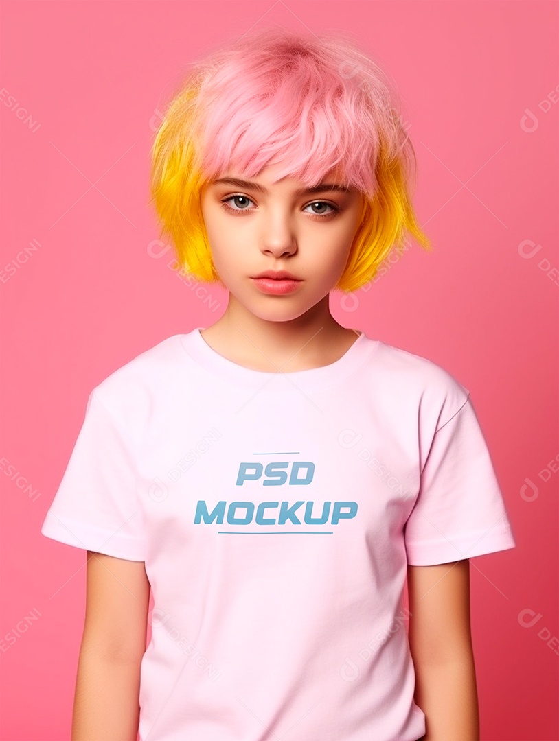 Mockup Camiseta Branca Infantil PSD Editável