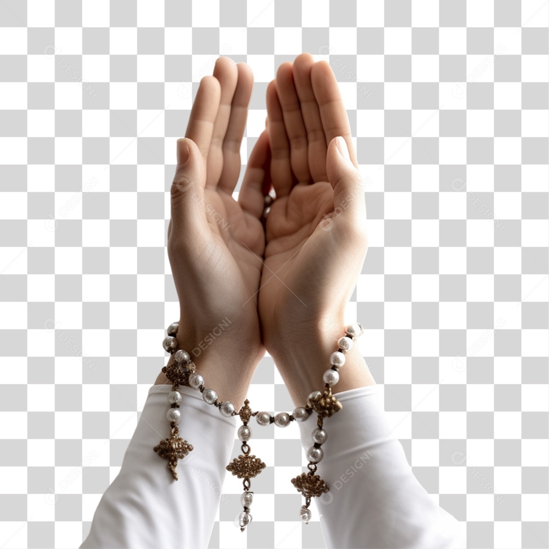 Mãos e Rosário PNG Transparente