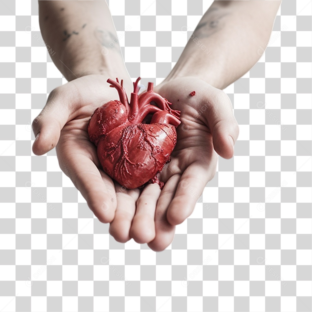Mãos Segurando um Coração PNG Transparente