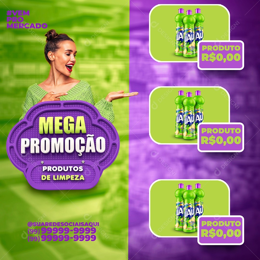 Social Media Mega Promoção Produtos De Limpeza PSD Editável