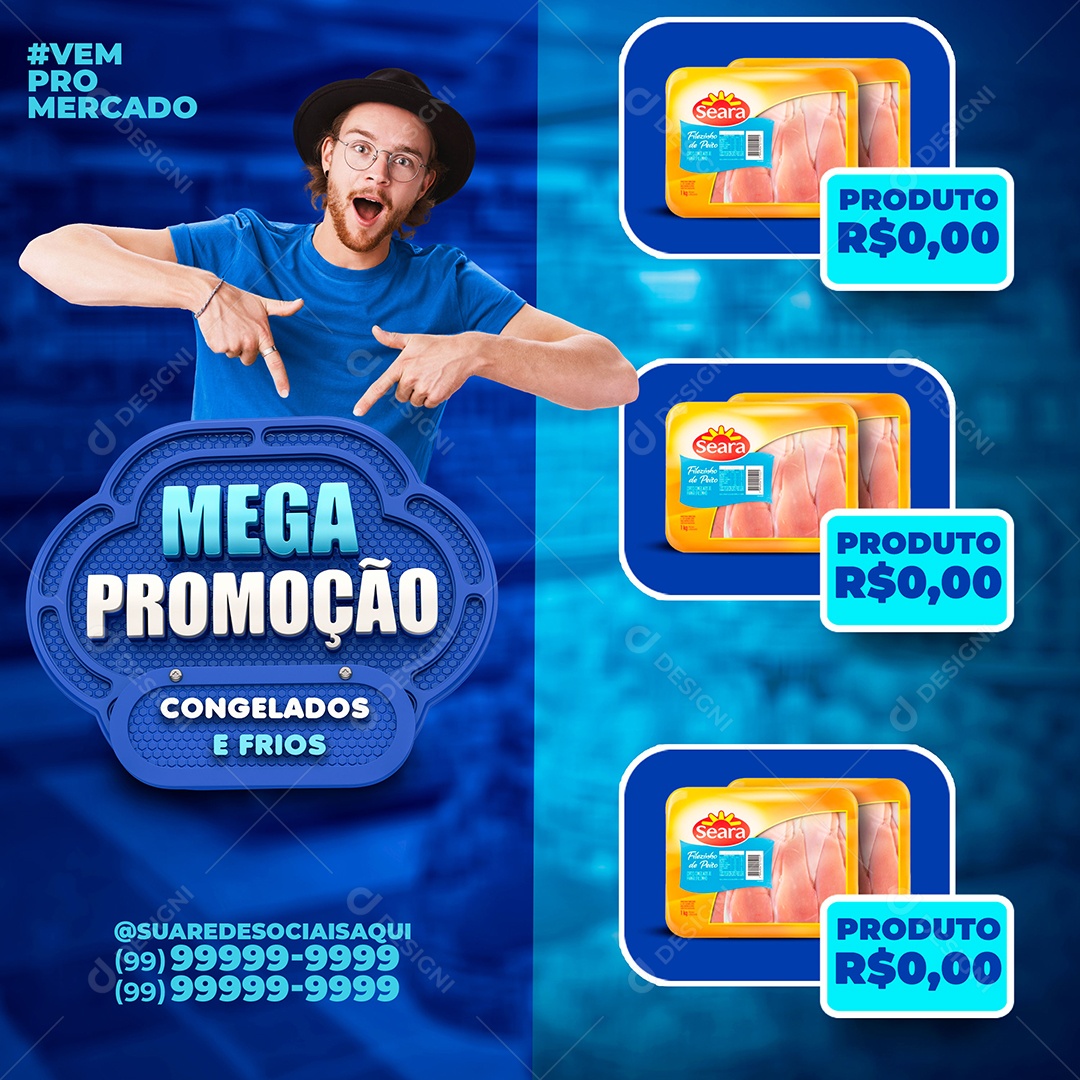 Social Media Mega Promoção Congelados e Frios PSD Editável
