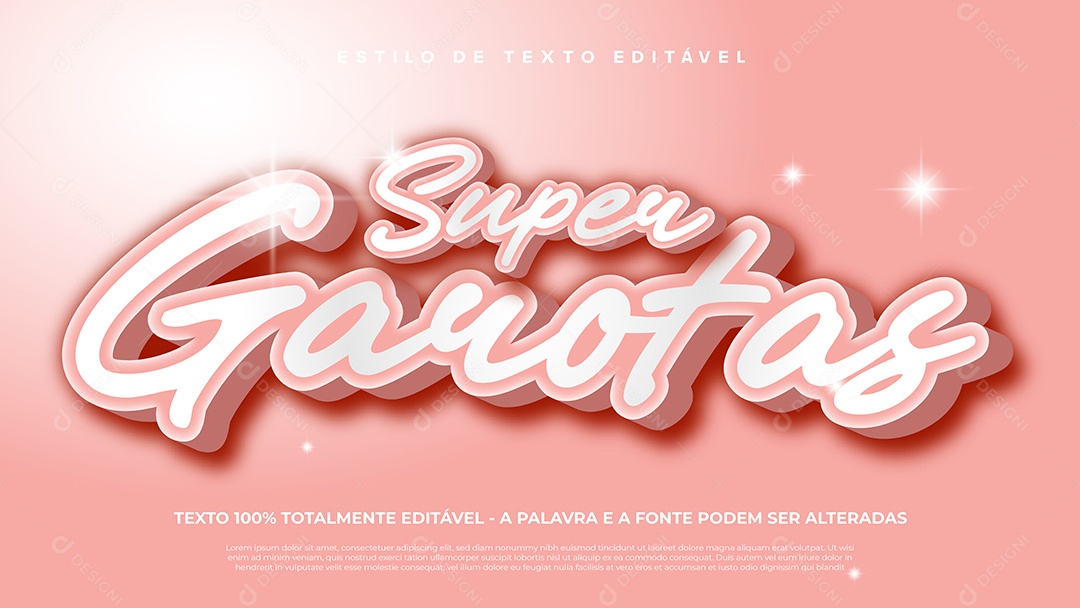 Estilo De Texto Rosa Super Garotas EPS Editável