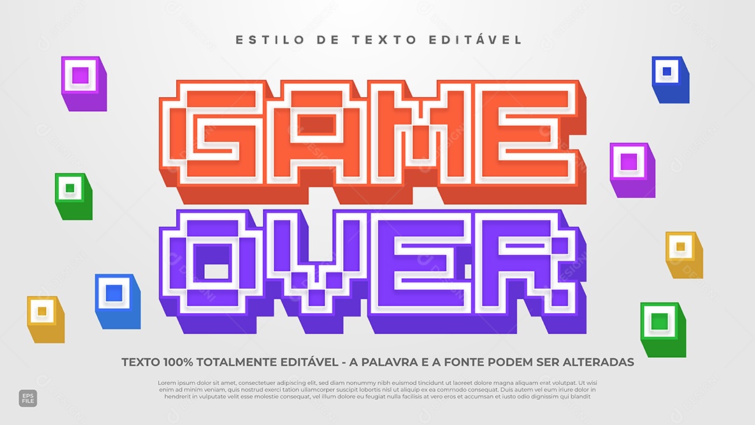 Estilo De Texto Game Over Vermelho Roxo EPS Editável