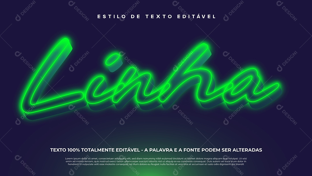 Estilo De Texto Verde Neon Linha EPS Editável