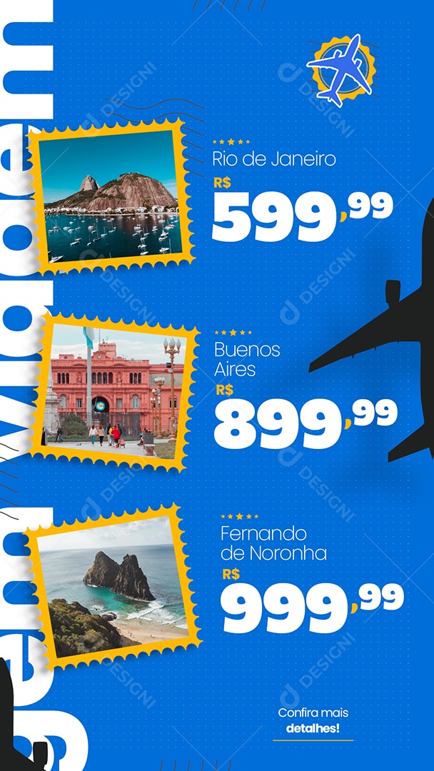 Story Social Media Feed Passagens Aéreas PSD Editável